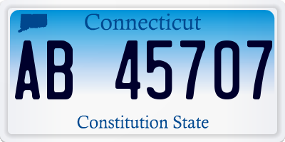 CT license plate AB45707