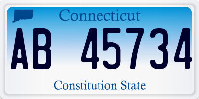 CT license plate AB45734