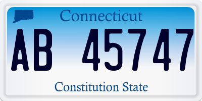 CT license plate AB45747
