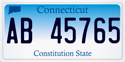 CT license plate AB45765
