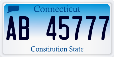 CT license plate AB45777