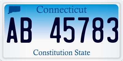 CT license plate AB45783