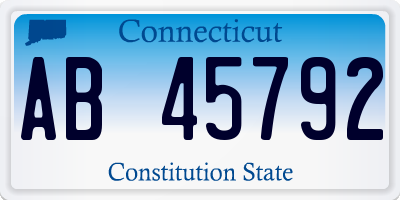 CT license plate AB45792