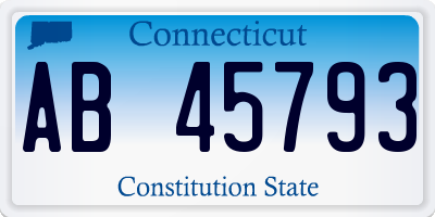 CT license plate AB45793