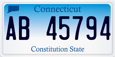 CT license plate AB45794