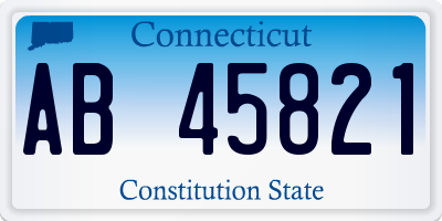 CT license plate AB45821