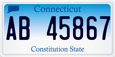 CT license plate AB45867