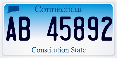 CT license plate AB45892
