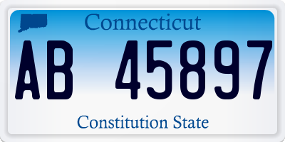 CT license plate AB45897