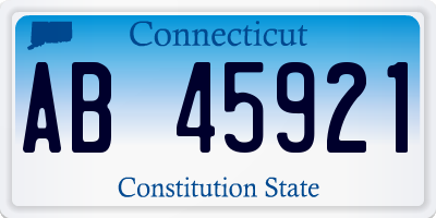 CT license plate AB45921