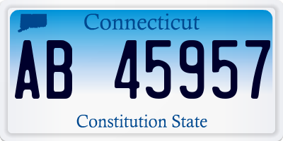 CT license plate AB45957