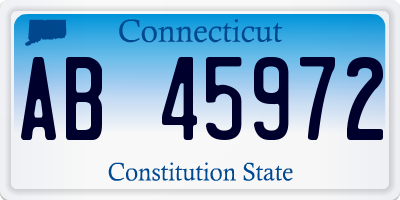 CT license plate AB45972