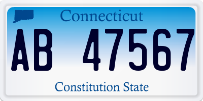 CT license plate AB47567