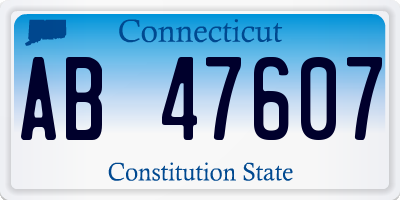 CT license plate AB47607