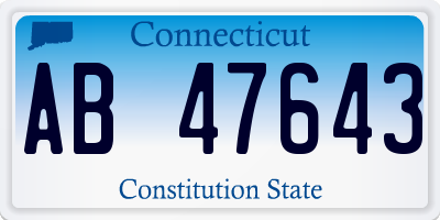 CT license plate AB47643