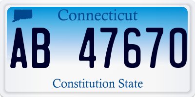 CT license plate AB47670