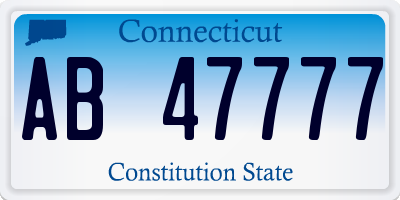 CT license plate AB47777