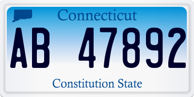 CT license plate AB47892