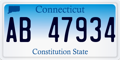 CT license plate AB47934