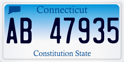 CT license plate AB47935