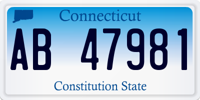 CT license plate AB47981