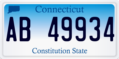 CT license plate AB49934