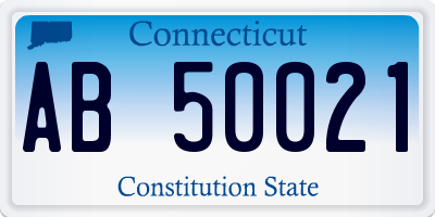 CT license plate AB50021