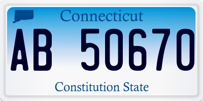 CT license plate AB50670