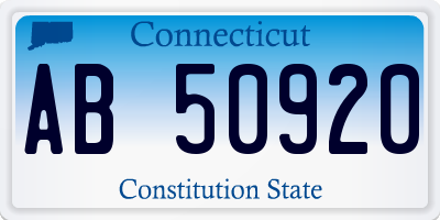 CT license plate AB50920