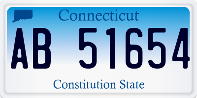 CT license plate AB51654