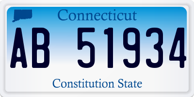 CT license plate AB51934