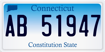 CT license plate AB51947