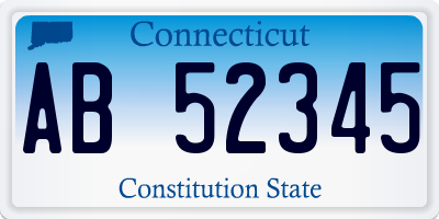 CT license plate AB52345