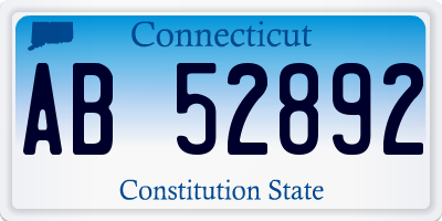 CT license plate AB52892
