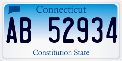 CT license plate AB52934