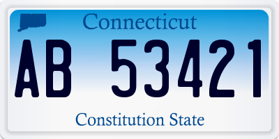CT license plate AB53421
