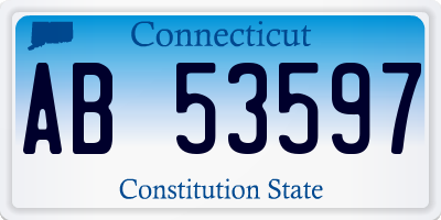 CT license plate AB53597