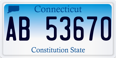 CT license plate AB53670