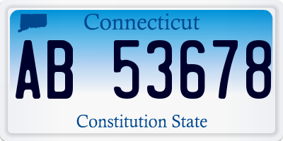 CT license plate AB53678