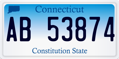 CT license plate AB53874