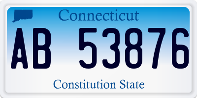 CT license plate AB53876