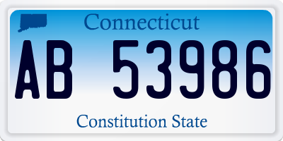 CT license plate AB53986