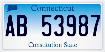 CT license plate AB53987