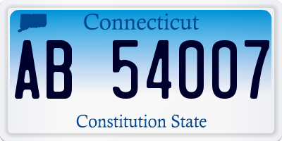 CT license plate AB54007