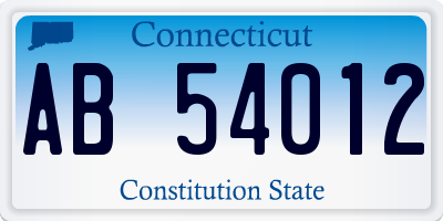 CT license plate AB54012