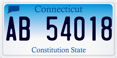 CT license plate AB54018