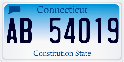 CT license plate AB54019