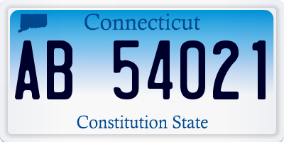 CT license plate AB54021