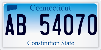 CT license plate AB54070