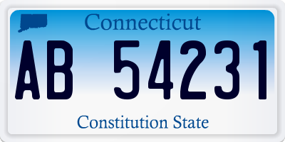 CT license plate AB54231